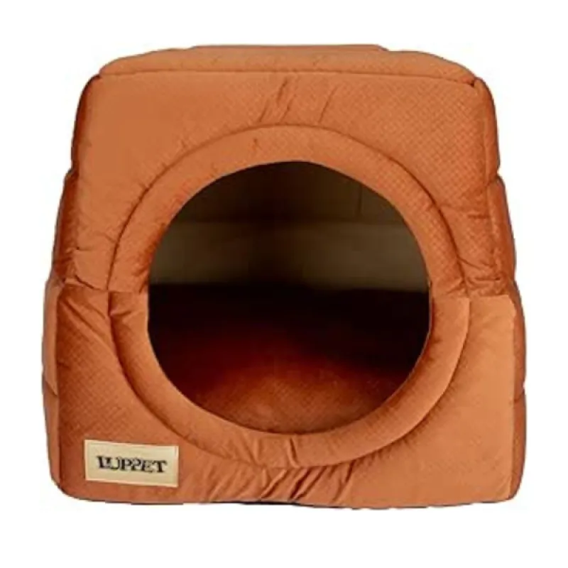 Cama Iglu e Toca Para Cachorro Luppet Super Luxo Laranja M