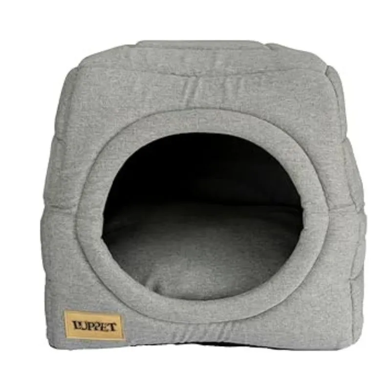 Cama Iglu e Toca Para Cachorro Luppet Super Luxo Azul Cinza Urbano M