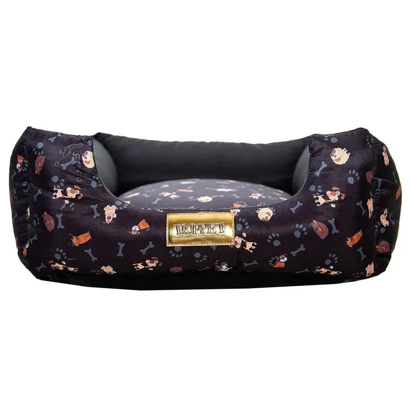 CAMA QUADRADA PRETO CACHORRO DROP LUPPET G