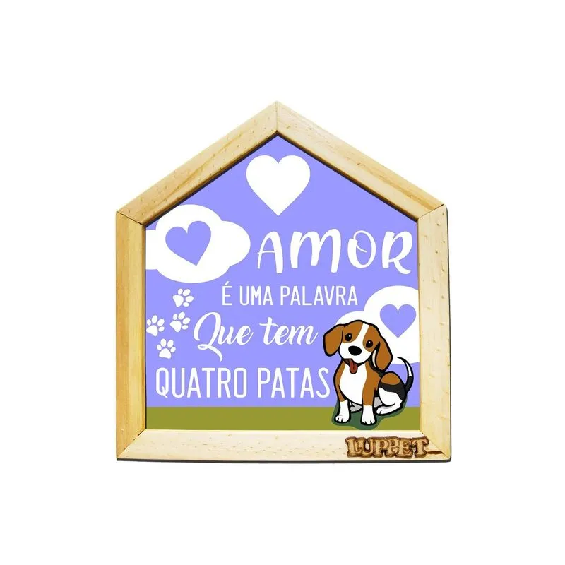 QUADRO AMOR É UMA PALAVRA DROP LUPPET Marrom