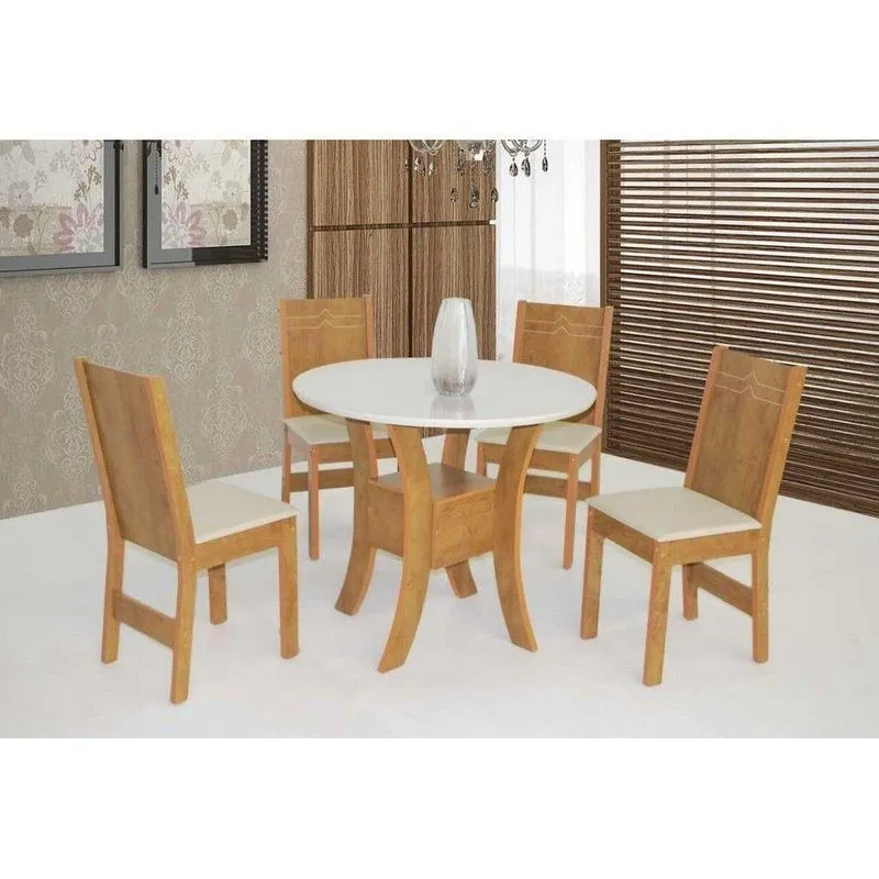 Conjunto Mesa Tampo Redondo 4 Cadeiras São Carlos