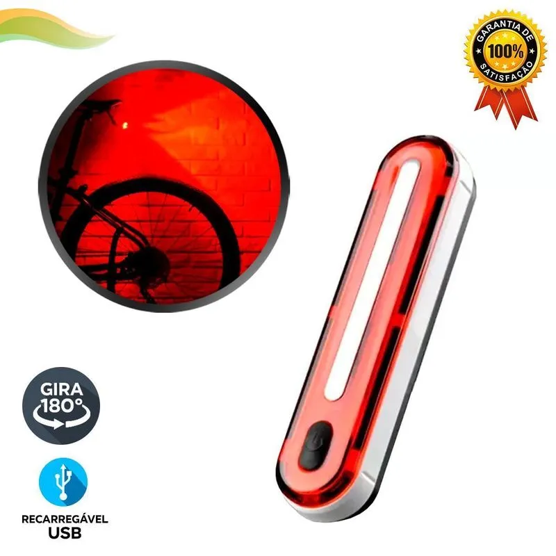 Lanterna Bike Bateria Recarregável Usb Led Traseiro 4 Modos