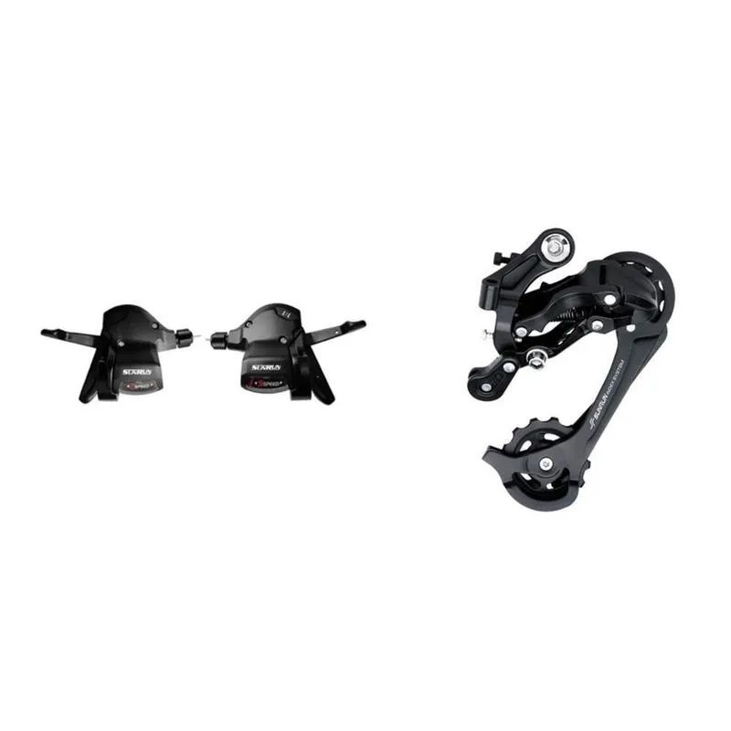 Kit de Transmissão 18v Preto até 40 dentes 2x9v Alavanca e Cambio Traseiro