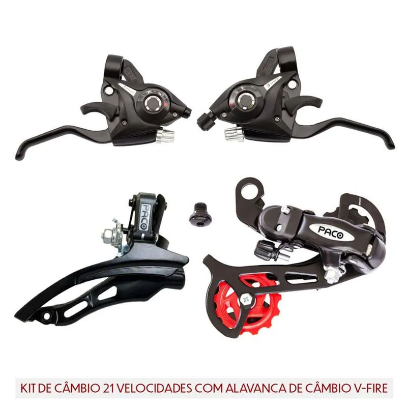 Kit cambio 21 velocidade c/ alavanca v-fire paco