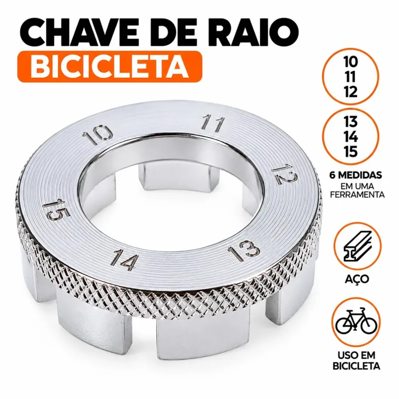 Chave de Raio Bicicleta 10 a 15 em Aço GTA