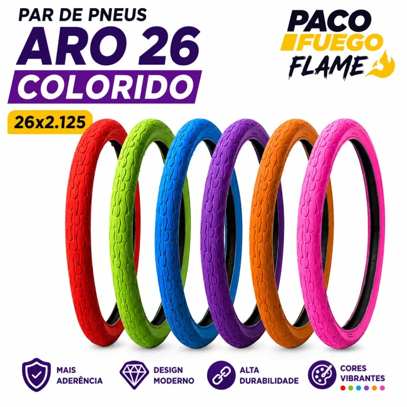PNEU BIKE FUEGO PACO Flame 26x2.125 Balão COLORIDO