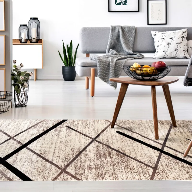 Tapete Para Sala-quarto Liege 05 140x200 Bege Cinza Geométrico 7908006034216 Edantex