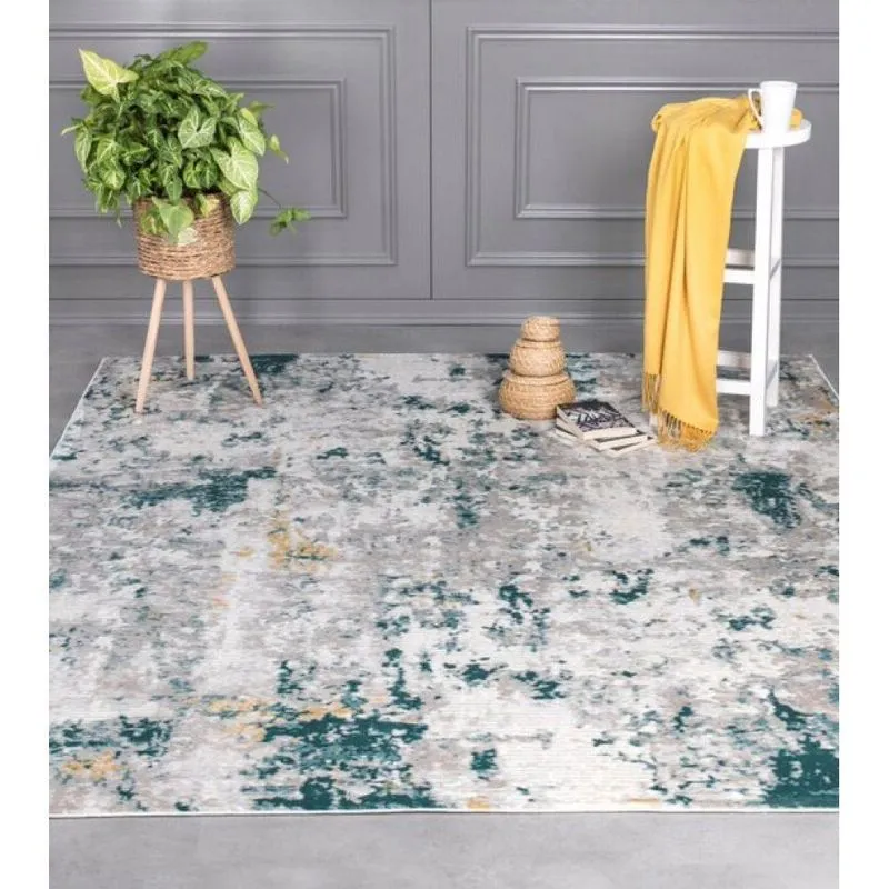 Tapete Turco Para Sala Edantex Valentino Des.2 - 200x250cm Cinza E Verde