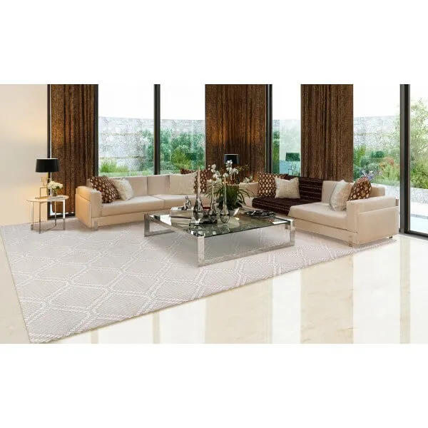Tapete Edantex Frida 04 200x250 Alto Relevo Bege Geométrico