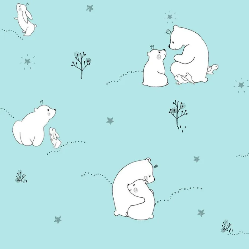 Papel De Parede Infantil Ursinhos Azul Bebe Ff4003