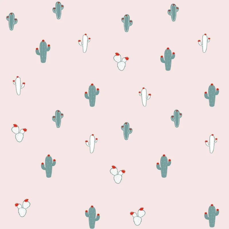 Papel De Parede Infantil De Cactos - Fofura Baby Ff4012.