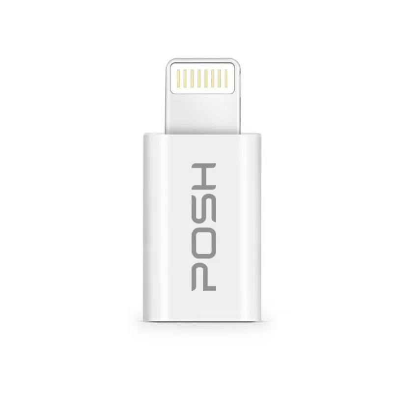 Adaptador Conversor Lightning Micro USB iPhone IPad Mini carrega transfere sincroniza dados Posh Branco