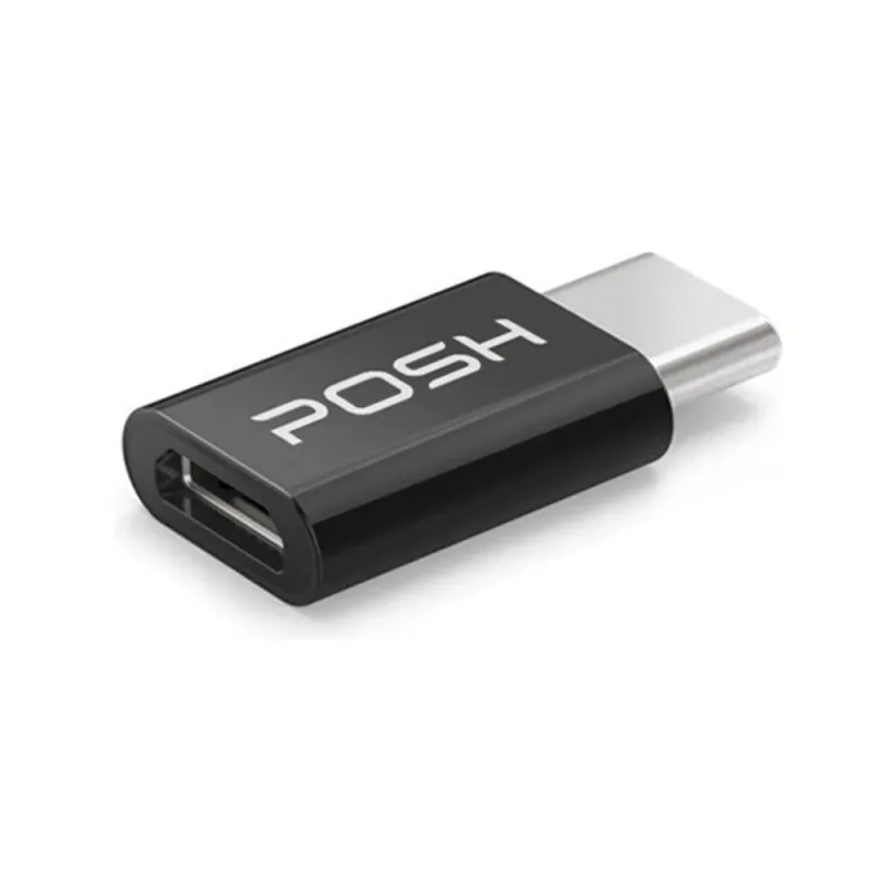 Adaptador Micro USB para USB C em ABS para Cabo USB Preto - Posher