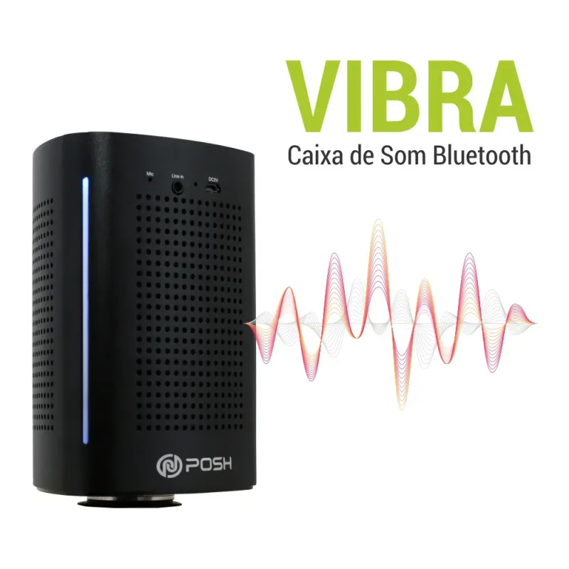 Caixa De Som Bluetooth Vibra Sem Fio 36w Super Bass 3 Modos Preta - Posher