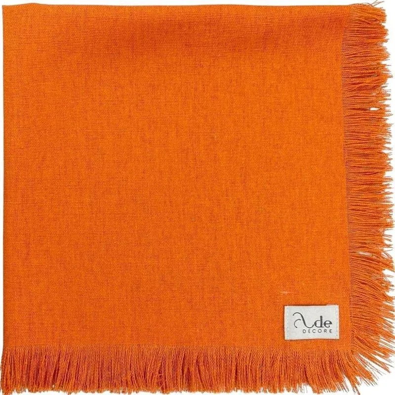 Guardanapo Linho Franja 45 X 45 Cm - Ade Decore Abóbora