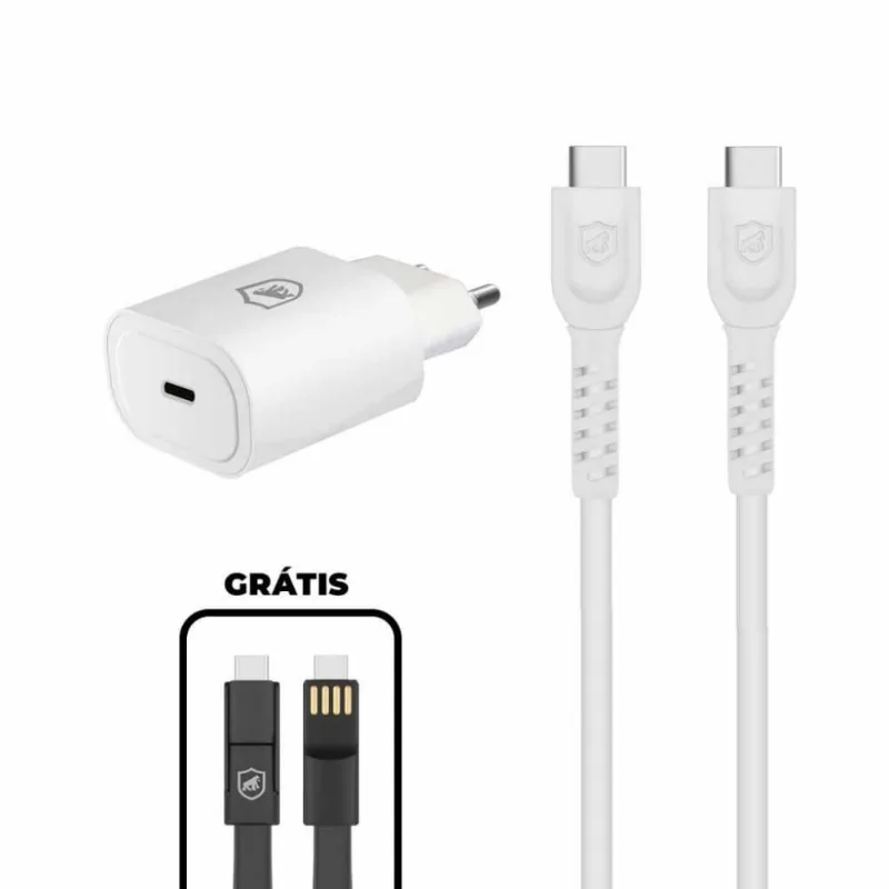 Kit Carregador Turbo Tipo C + Cabo Dual Shock Tipo C / Tipo C + Cabo 3 em 1 - Gshield