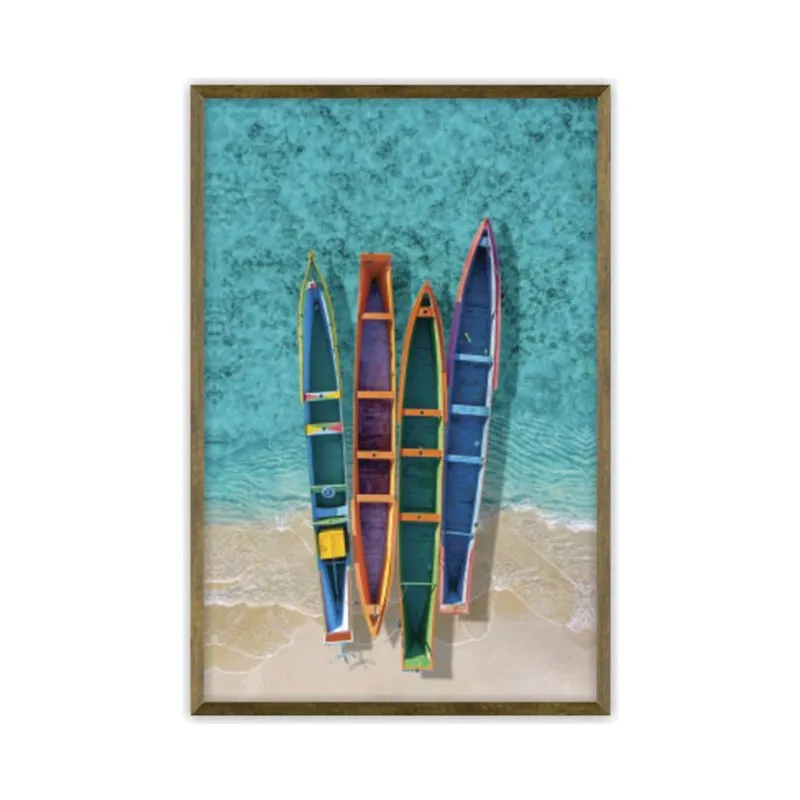 Quadro Barco Colorido Em Canvas 80x120 Com Borda Infinita Sortimento 165 86 Art Frame