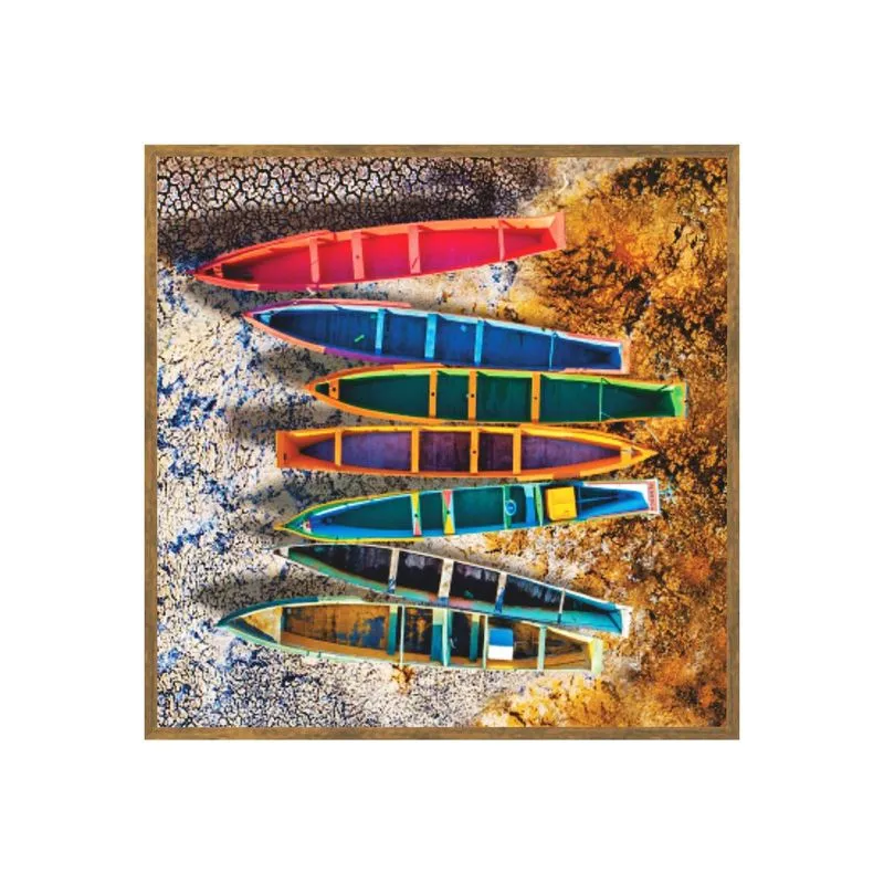 Quadro Barco Marrom Em Canvas 70x70 Com Borda Infinita Sortimento 168 5 6 13 14 - Art Frame