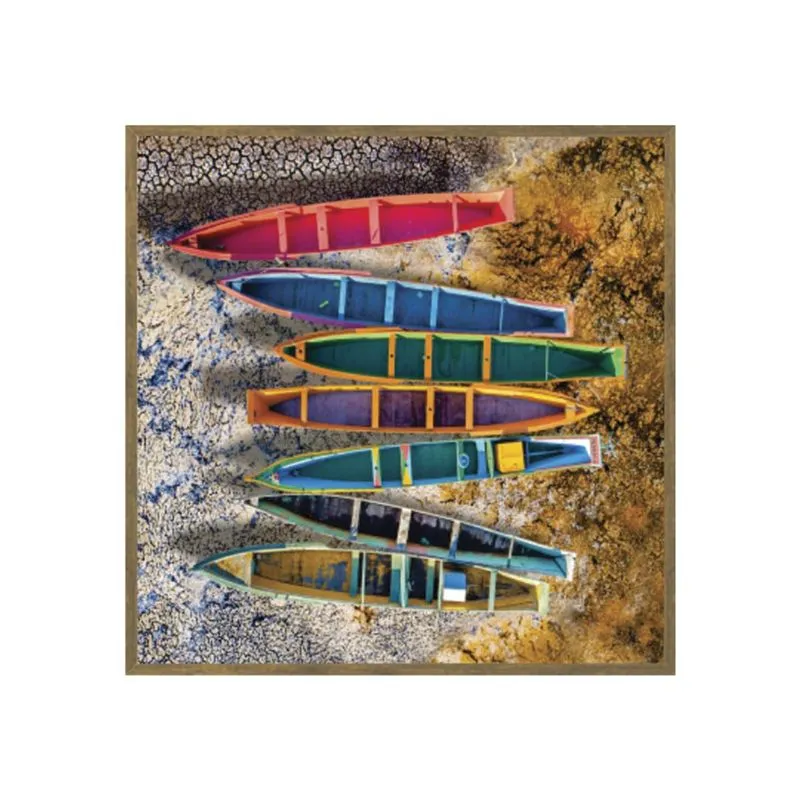 Quadro Barco Marrom Em Canvas 70x70 Com Borda Infinita Sortimento 168 5 - Art Frame
