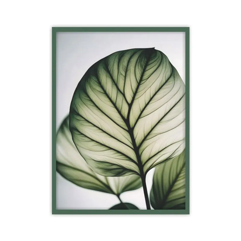 Quadro Decorativo 50x70 Com Vidro 146 29 Folha Verde - Art Frame