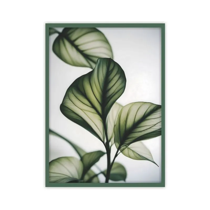 Quadro Decorativo 50x70 Com Vidro 146 30 Folha Verde - Art Frame