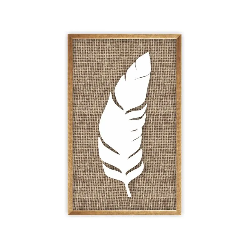 Quadro 25x40 Aplique Folha Fundo Juta 172 2 Branca - Art Frame