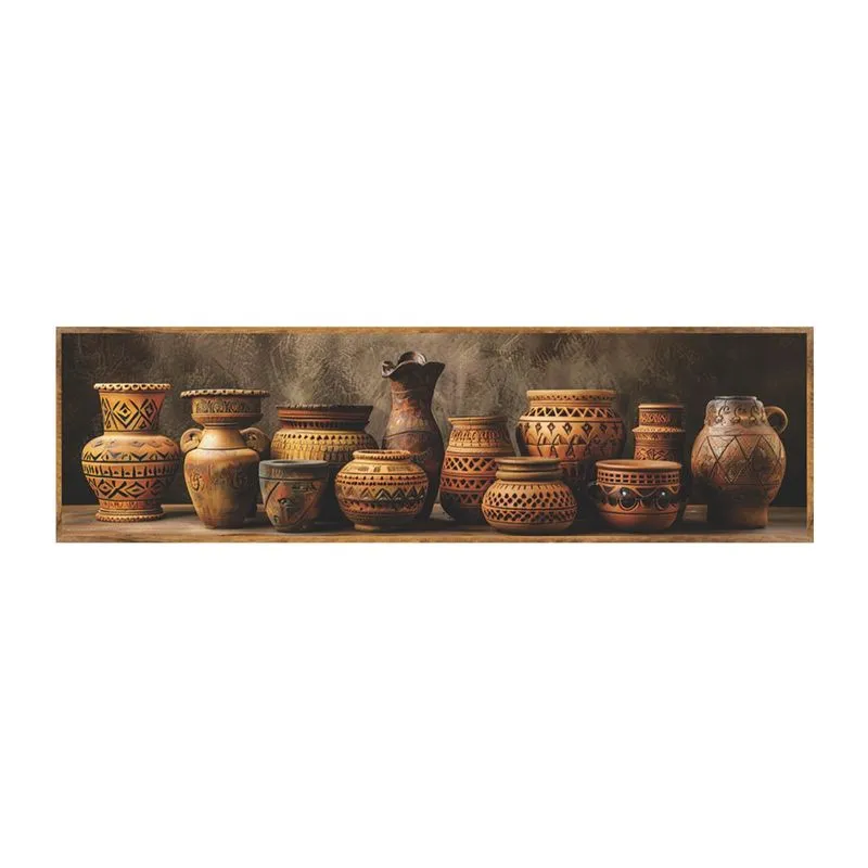 Quadro Canvas 30x110 Com Moldura Caixa 178 18 Vaso Barro - Art Frame