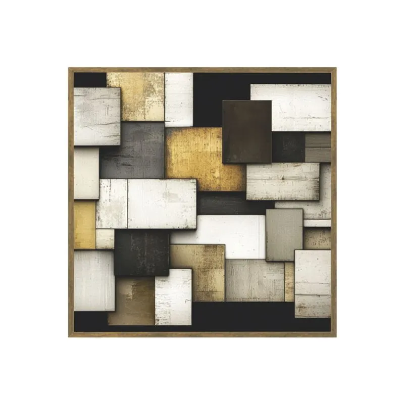 Quadro Decorativo 30x30 Sem Vidro 237 23 Abstrato Preto Amarelo Branco - Art Frame