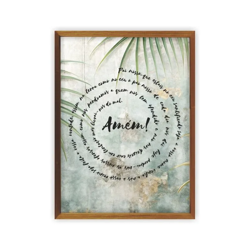 Quadro Decorativo 30x40 Com Vidro Pintado 381 2 Oracao Verde - Art Frame