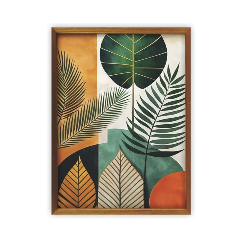 Quadro Decorativo 30x40 Com Vidro Pintado 383 1 Abstrato Flor Laranja - Art Frame