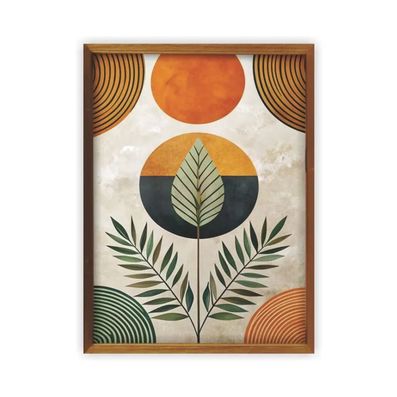 Quadro Decorativo 30x40 Com Vidro Pintado 383 2 Abstrato Flor Laranja - Art Frame