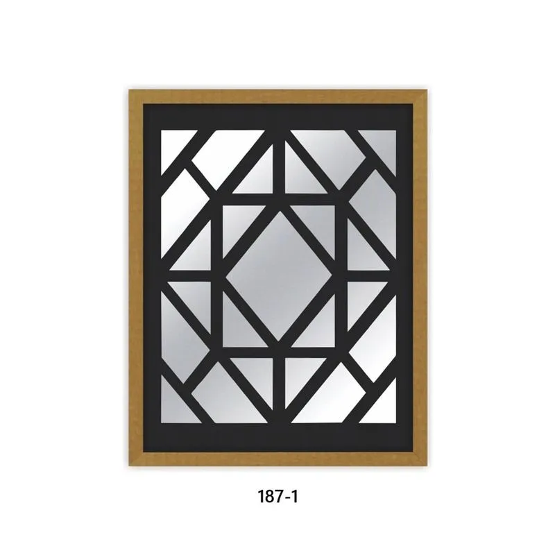 Quadro 24x30 Recorte Mdf Com Espelho Madeira E Preto Sortimento Formas Geometricas Art Frame