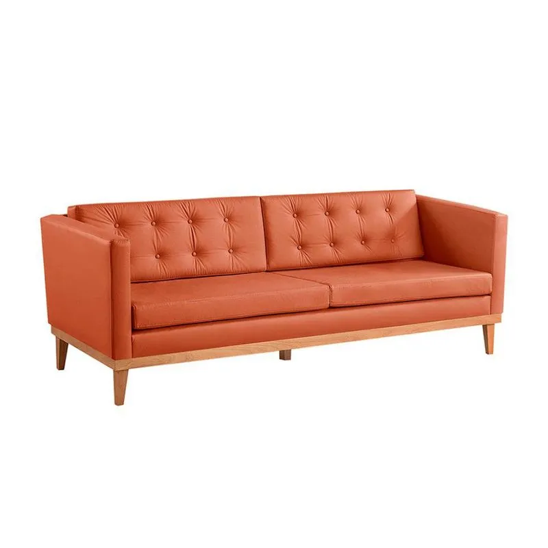 Sofá 3 Lugares Modern Design Expert Sintético Terracota