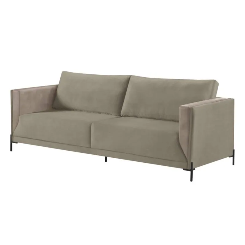 Sofa Venice 4 Lugares 2280 Corino Caqui Pes Madeira - Estofart