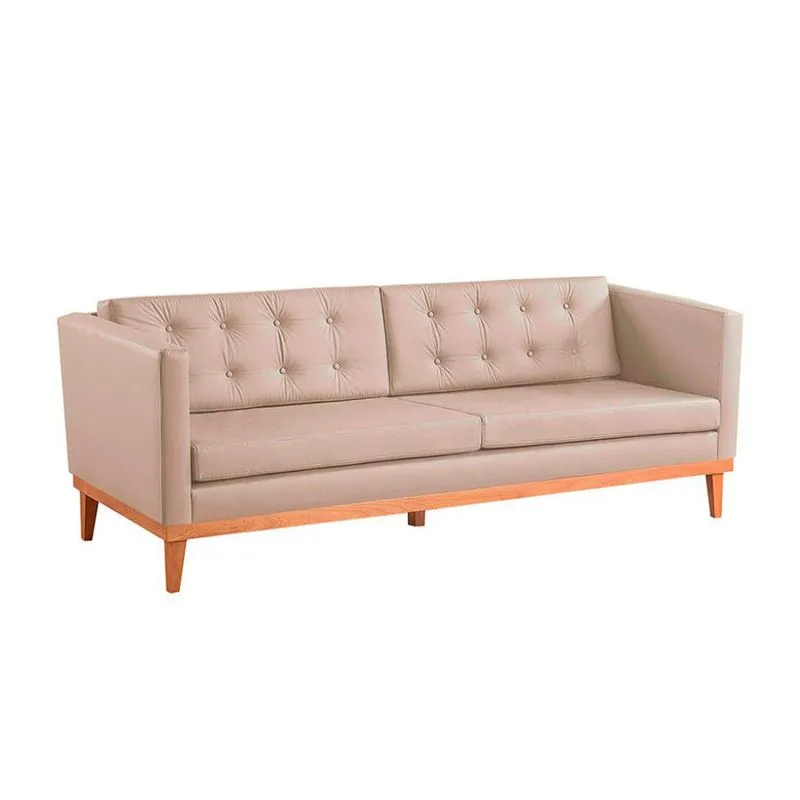 Sofá 3 Lugares Modern Design Expert Sintético Marfim