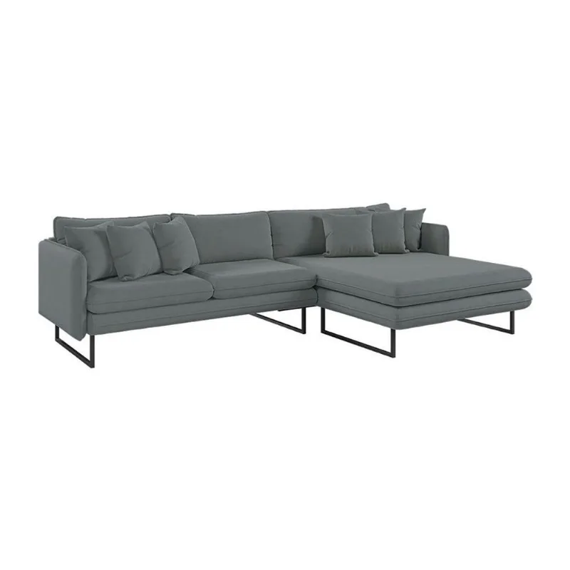 Sofá 5 Lugares Ricco com Chaise Direita Linho Grafite