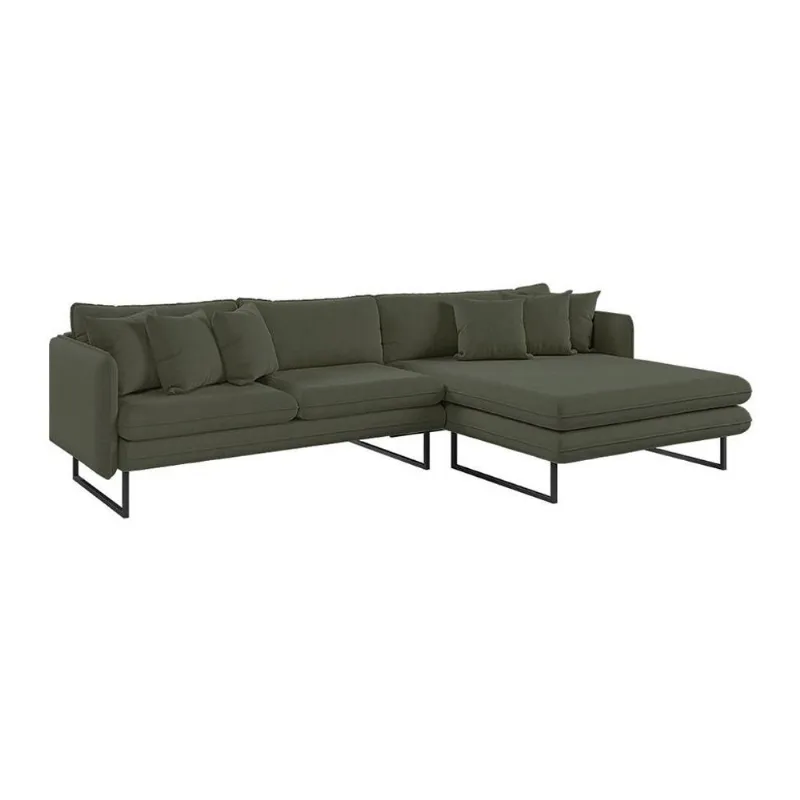 Sofá 5 Lugares Ricco com Chaise Direita Linho Verde