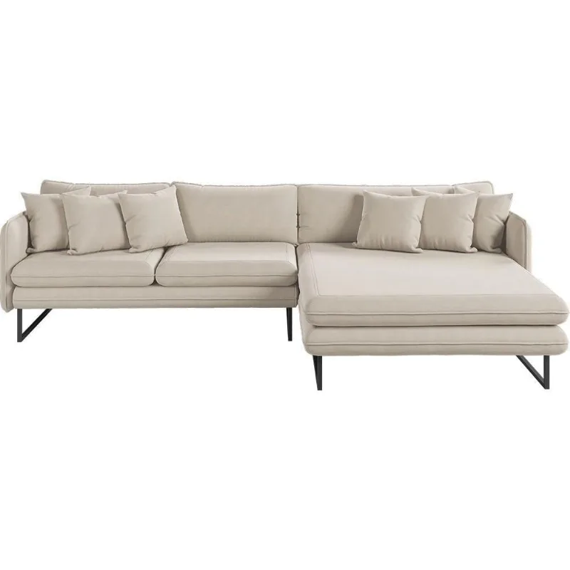 Sofá Jade Com Chaise Lateral Direita 2,84m Em Linho Cor Cru 2520