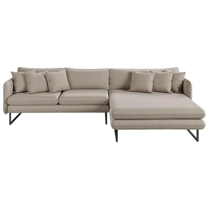 Sofá Jade Com Chaise Lateral Direita 2,84m Em Linho Cor Cinza 2521