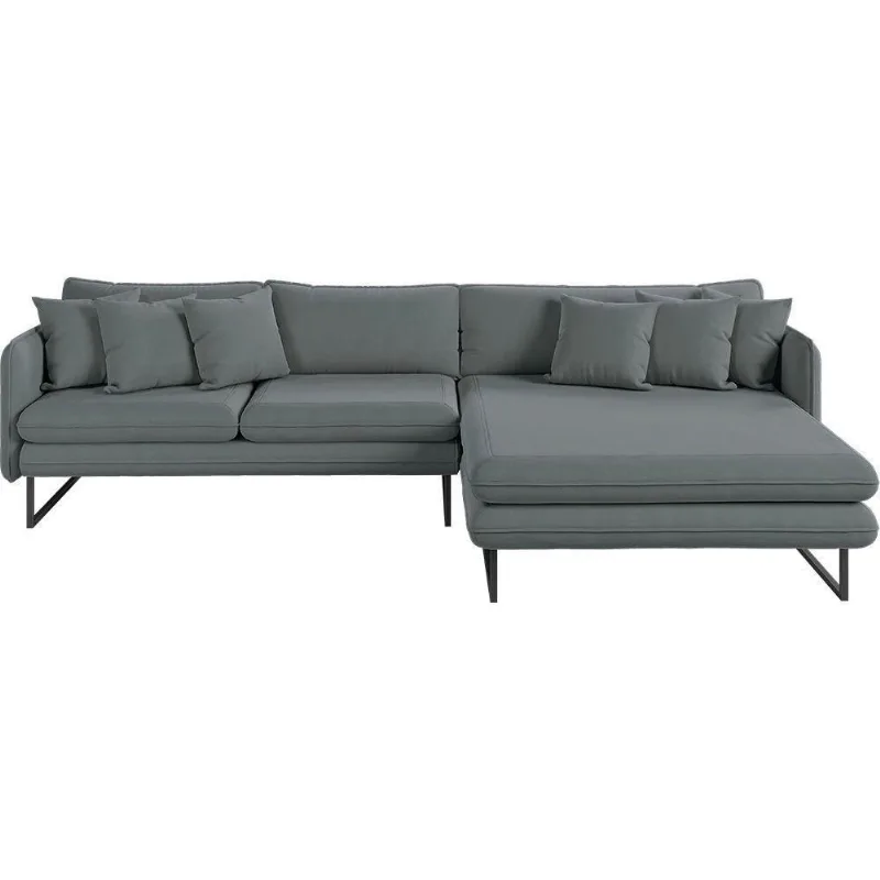 Sofá Jade Com Chaise Lateral Direita 2,84m Em Linho Cor Grafite 2561