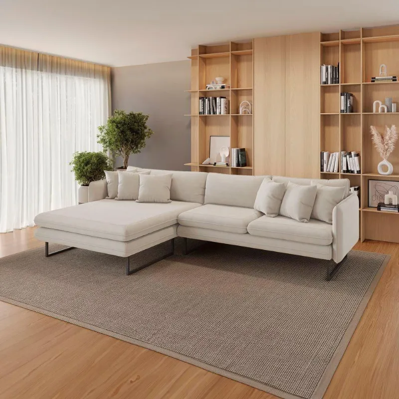 Sofá Jade Com Chaise Lateral Esquerda 2,84m Em Linho Cor Cru 2520