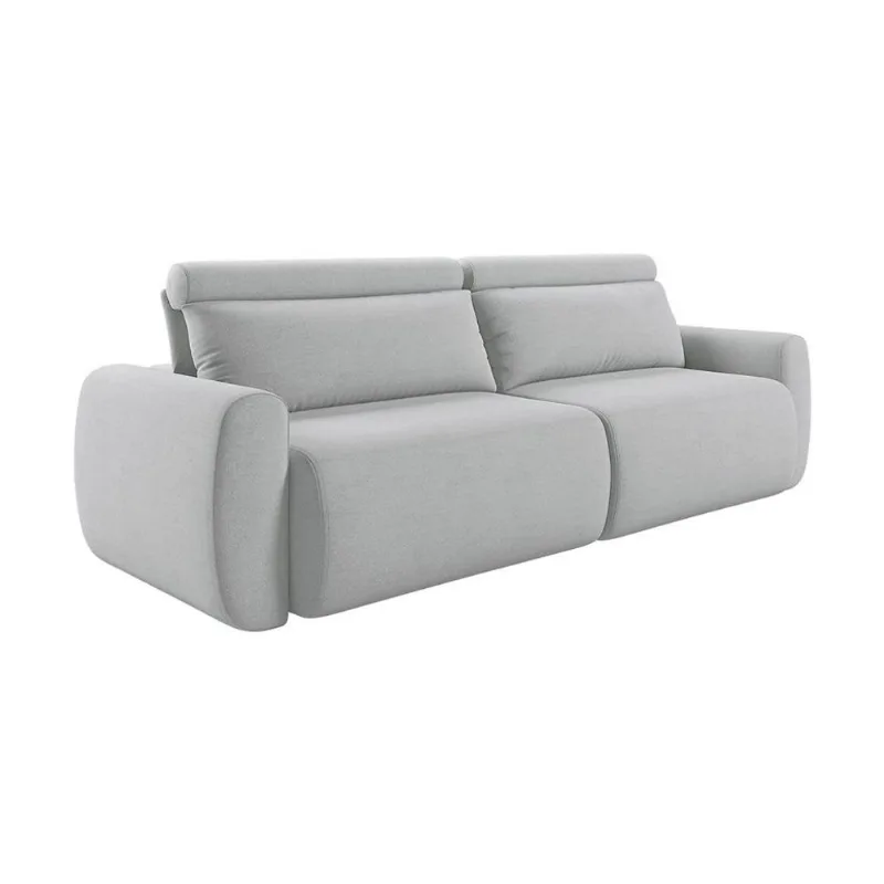 Sofá 3 Lugares Retrátil e Reclinável City Linho Cinza Claro 180 cm