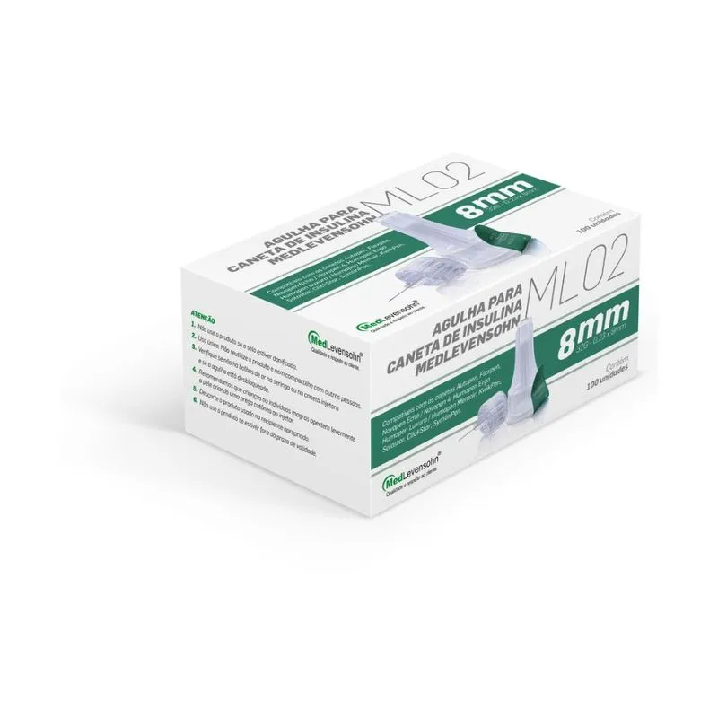 Agulha Descartável ML02 MedLevensohn 8mm com 100 Unidades