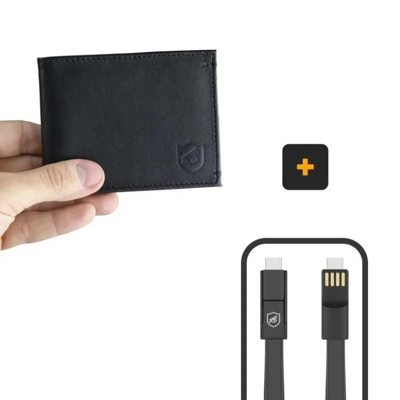 Kit Carteira de couro Ultra Slim + cabo Slim 3 em 1 de brinde - Gshield