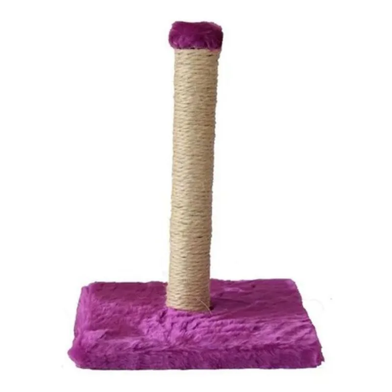 Arranhador Mini Poste Roxo Em Madeira E Pelúcia