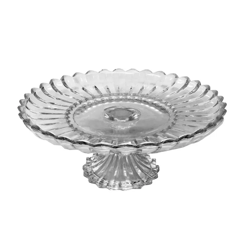Centro de Mesa Boleira de Vidro Decorado 15cmX32cm Decoração Cozinha Mesa Posta Doces Bolos Presente