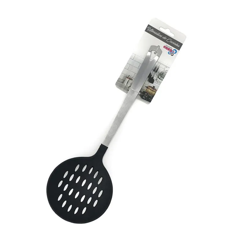 Escumadeira Grande Plástico 36cm Colher Multiuso Frituras Batata Pastel Utensílio Cozinha Cabo Metal