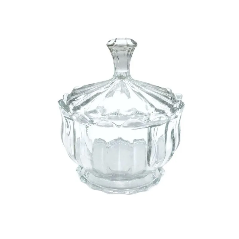 Bomboniere De Vidro Grande 13cm Com Tampa Cristal Baleiro