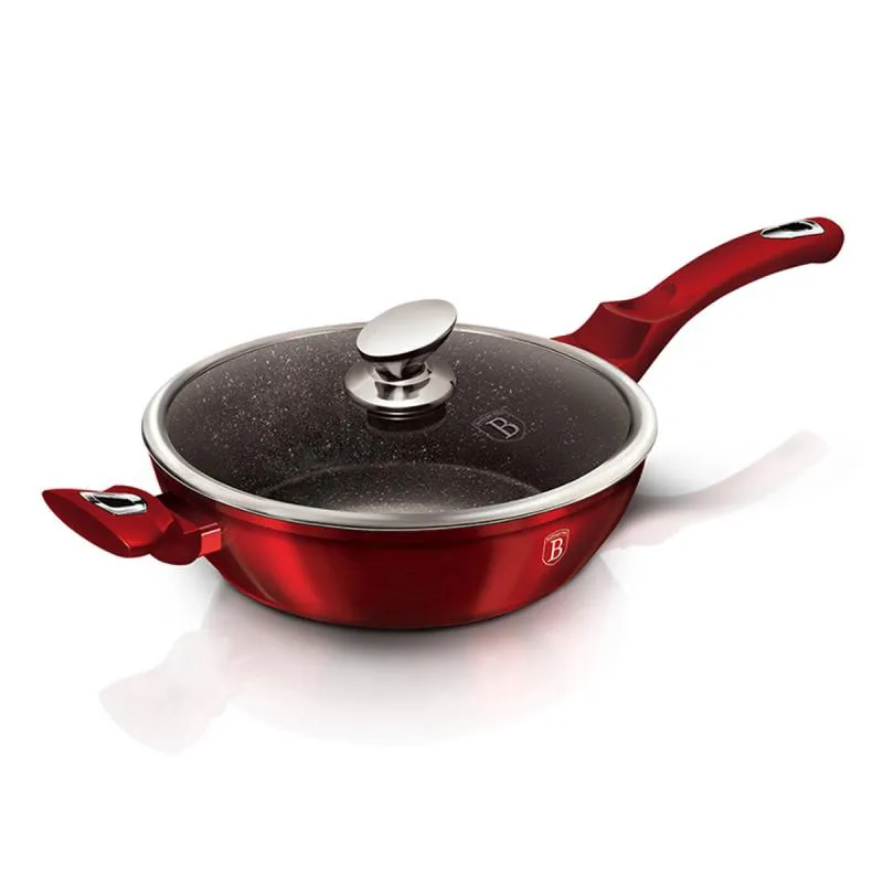 Frigideira 3 camadas mármore 32cm 4,9L Vermelha Berlinger Haus
