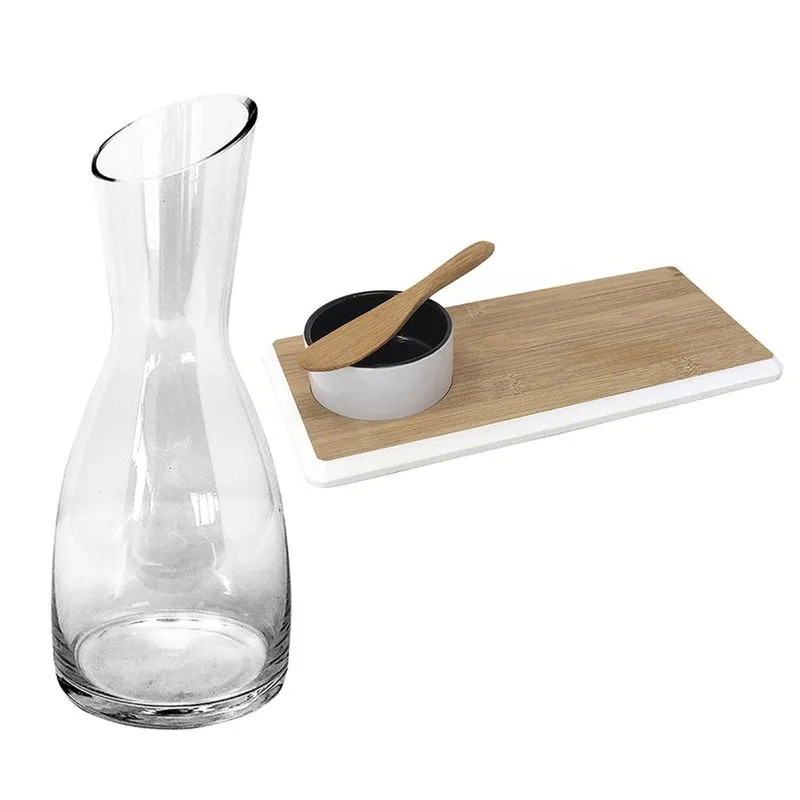 Kit Petisqueira com Molheira + Pote de Porcelana + Decanter